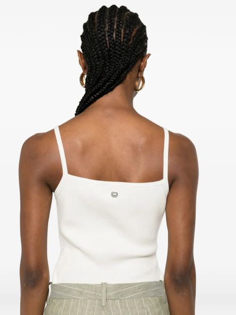 Maje square-neck ribbed top - Neutrals