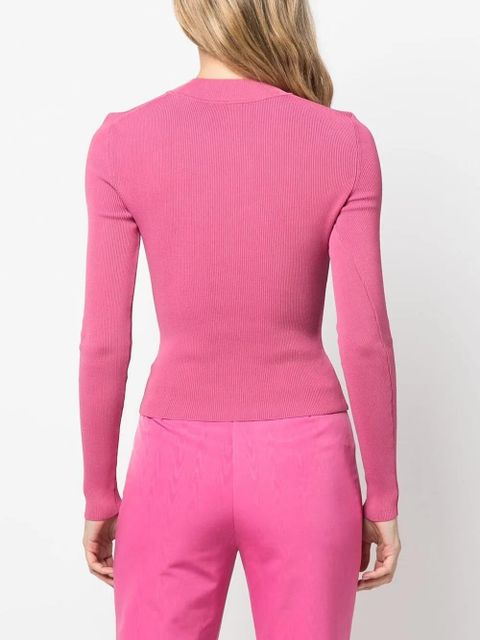 STAUD ribbed-knit cut-out jumper - Pink
