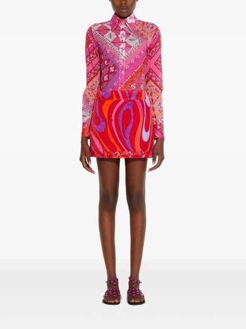 PUCCI Marmo-print embroidered mini skirt - Pink
