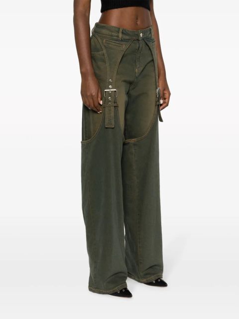 Blumarine buckle-detail straight-leg jeans - Green