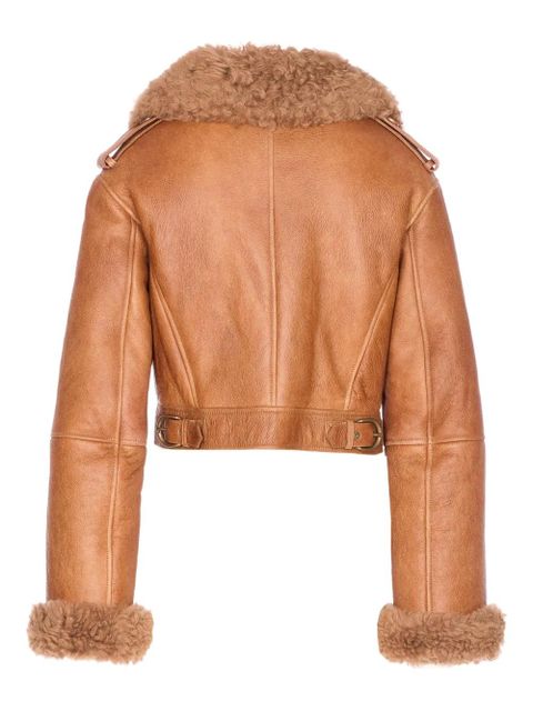 Chloé shearling-collared leather jacket - Brown - zdjęcie produktu nr 2