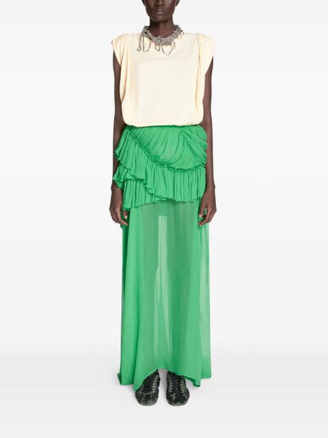 DRIES VAN NOTEN ruffled silk skirt - Green - zdjęcie produktu nr 2