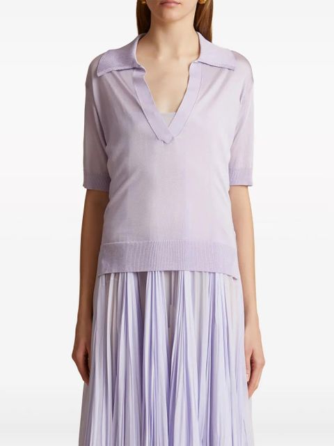 KHAITE The Julita V-neck polo top - Purple