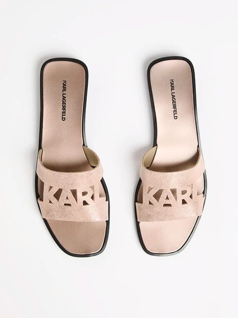 Karl Lagerfeld klapki zamszowe SKOOT II damskie kolor różowy KL80402