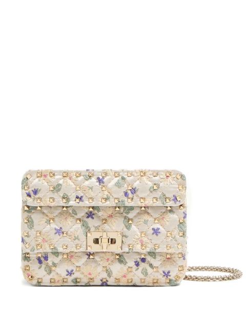 Valentino Garavani small Rockstud Spike jacquard shoulder bag - Neutrals - zdjęcie produktu nr 1