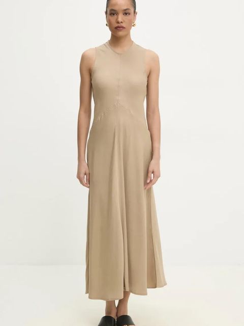 Answear.LAB sukienka kolor beżowy maxi prosta - zdjęcie produktu nr 2