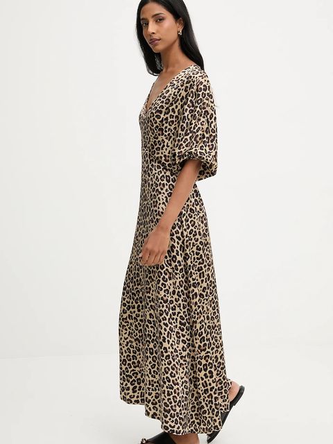 Answear.LAB sukienka kolor beżowy maxi prosta - zdjęcie produktu nr 1