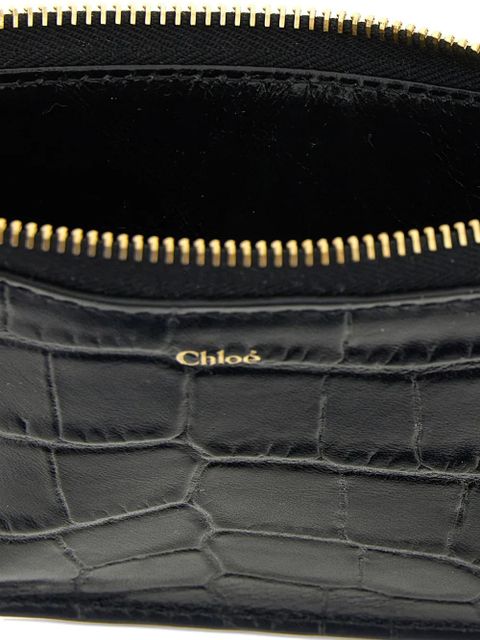 Chloé Alphabet crocodile-effect leather cardholder - Black