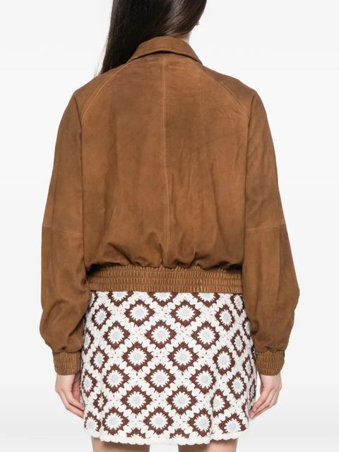 Maje button flap-pocket leather jacket - Brown