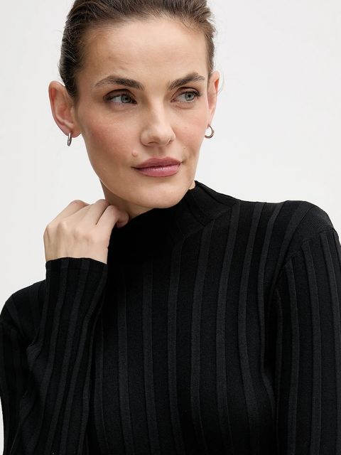 Tommy Hilfiger sweter damski kolor czarny lekki z półgolfem WW0WW47676