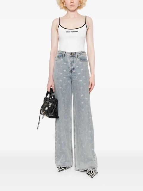 Self-Portrait bow-embellished jeans - Blue