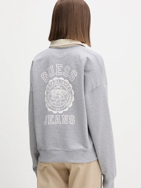 Guess Jeans bluza bawełniana damska kolor szary z nadrukiem W5YQ16 K68I4