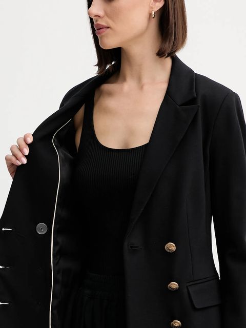 Guess marynarka MAELICE kolor czarny dwurzędowa gładka W5YN39 KCMU2