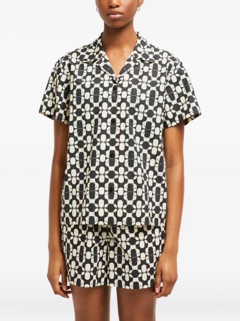 Moncler geometric-print cotton shirt - Blue