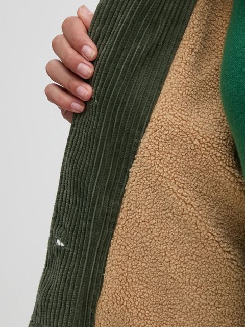 United Colors of Benetton kurtka sztruksowa kolor zielony przejściowa 2HKTDN06O