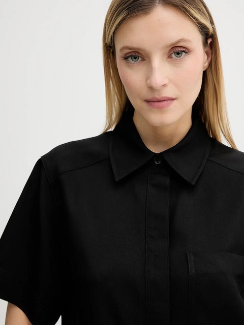 Marc O'Polo koszula damska kolor czarny regular z kołnierzykiem klasycznym 506006041057