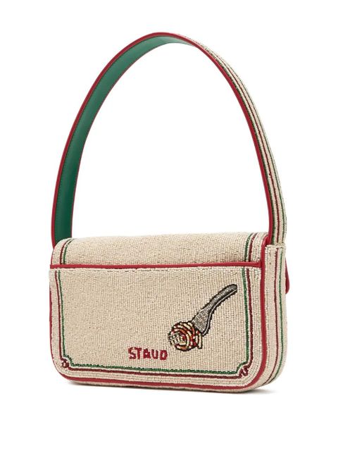 STAUD Tommy beaded-tomato shoulder bag - Neutrals