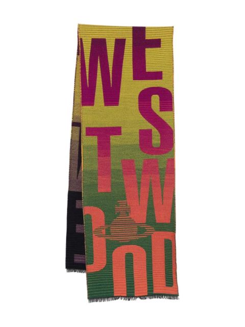 Vivienne Westwood logo fringed scarf - Green - zdjęcie produktu nr 1