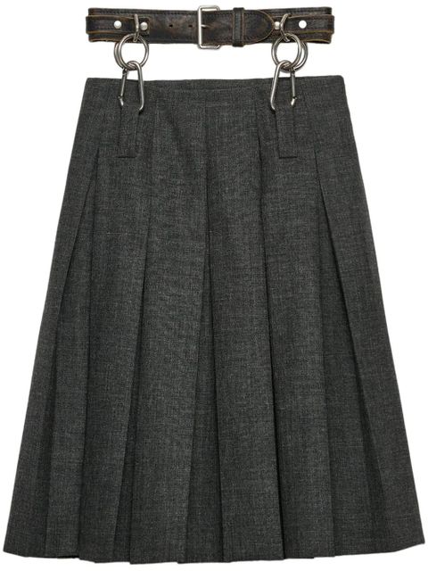 Prada belted pleated midi skirt - Grey - zdjęcie produktu nr 1