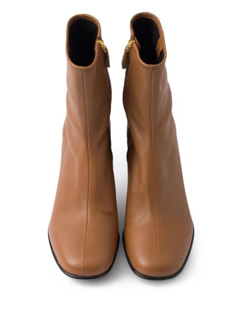 Prada 55mm zip-up block-heel boots - Brown