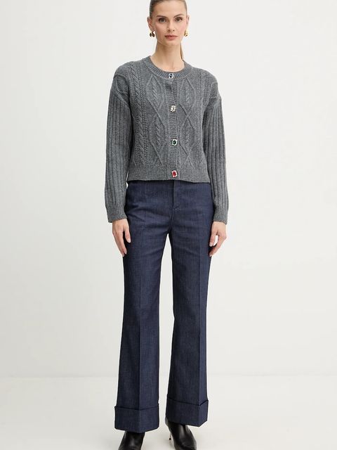 Liu Jo kardigan z dodatkiem wełny damski kolor szary ciepły MF5423 MS040