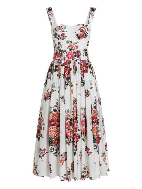 Dolce & Gabbana floral bouquet-print midi dress - White - zdjęcie produktu nr 1
