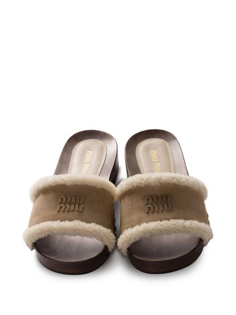 Miu Miu suede clog sandals - Brown