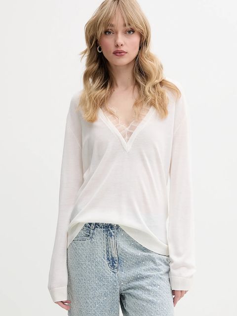 IRO sweter wełniany damski kolor beżowy lekki - zdjęcie produktu nr 1