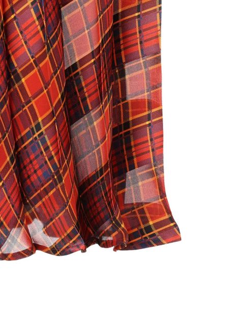 Saint Laurent pleated plaid-pattern skirt - Red