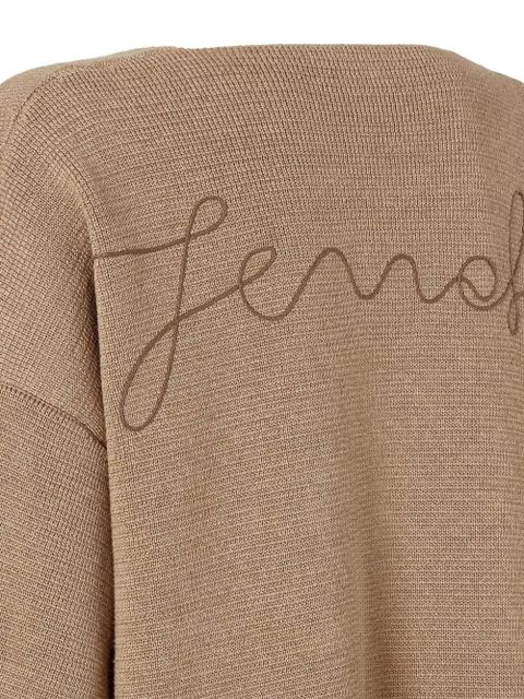 FENDI embroidered V-neck top - Brown