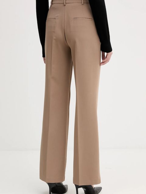 Sisley spodnie damskie kolor brązowy proste high waist 4KVXLF02I