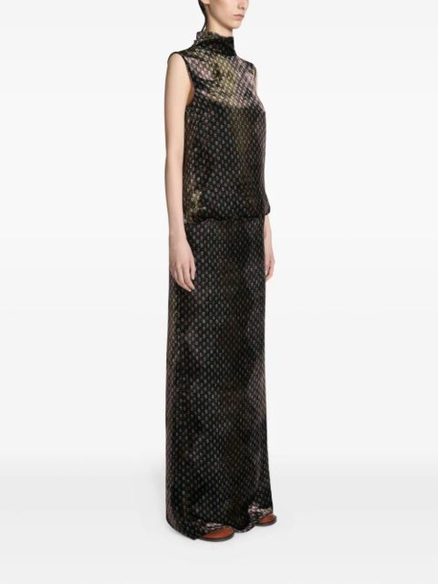 DRIES VAN NOTEN printed high-neck dress - Green