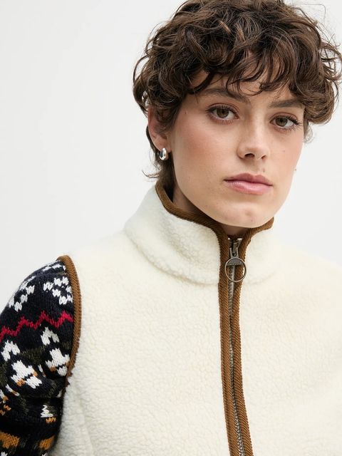 Barbour kamizelka polarowa BURFORD damska kolor beżowy gładka LFL0055