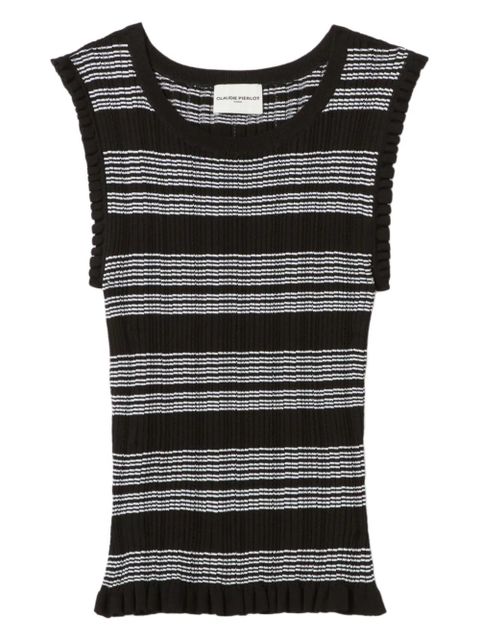 Claudie Pierlot striped-pattern ruffled top - Black - zdjęcie produktu nr 1
