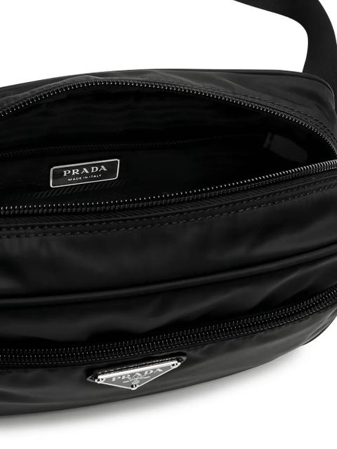 Prada medium triangle-logo cross body bag - Black