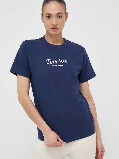 New Balance t-shirt bawełniany kolor granatowy