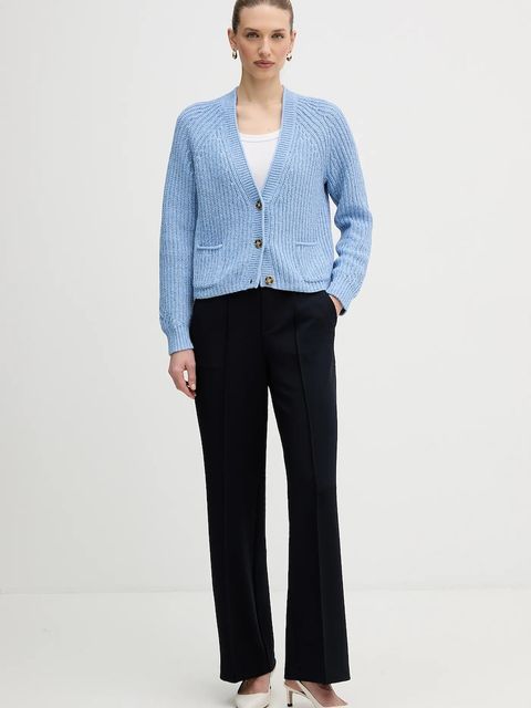 OUI spodnie damskie kolor granatowy proste high waist 91737 - zdjęcie produktu nr 2