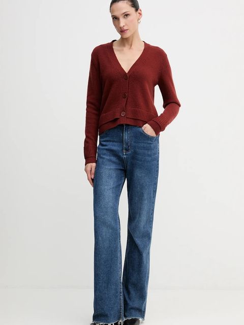 Sisley kardigan z dodatkiem wełny damski kolor pomarańczowy lekki 122WL602S