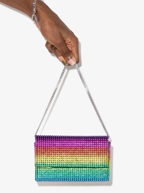 Amina Muaddi Paloma crystal-embellished clutch bag - Yellow