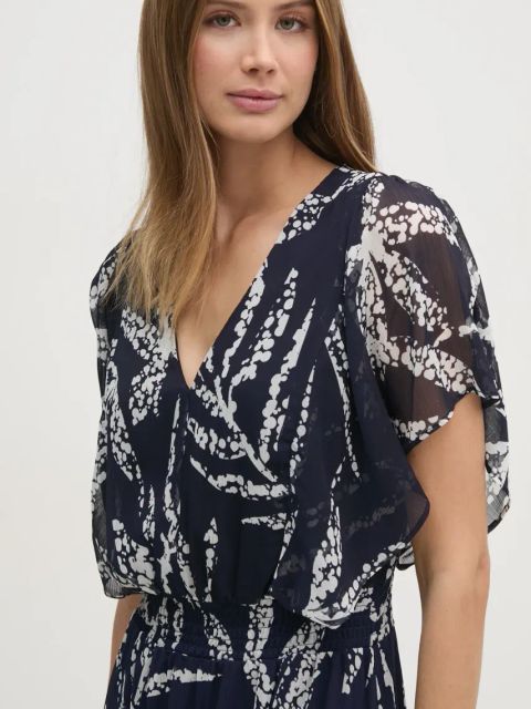 Dkny sukienka kolor granatowy midi rozkloszowana DD4A6765