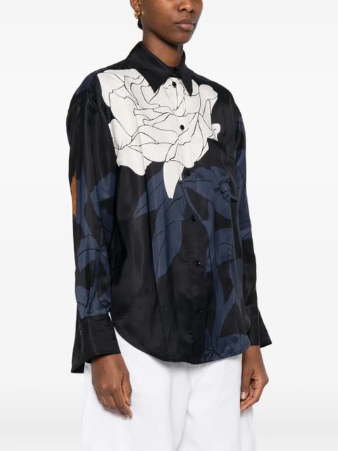 Victoria Beckham floral-print pocket shirt - Blue