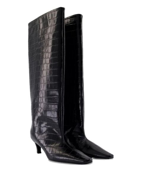 TOTEME 50mm croc-embossed leather knee-high boots - Black