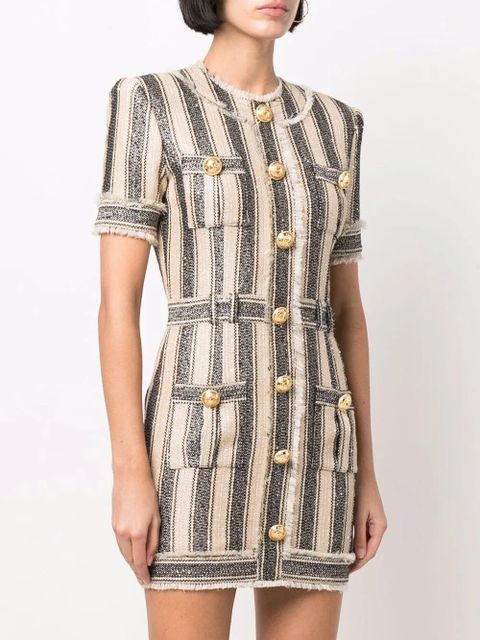 Balmain stiped pique dress - Neutrals