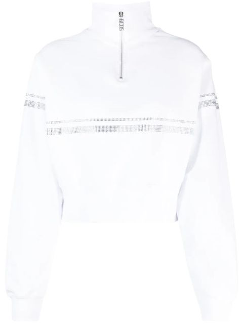 GCDS rhinestone-embellished cropped sweatshirt - White - zdjęcie produktu nr 1