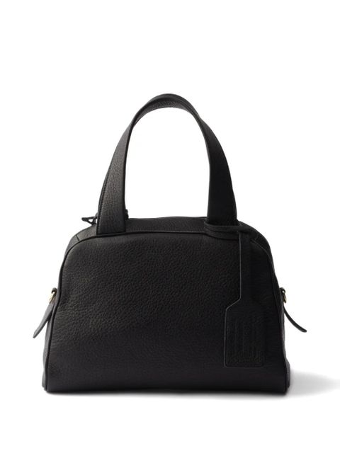 Prada leather top-handle zip tote bag - Black