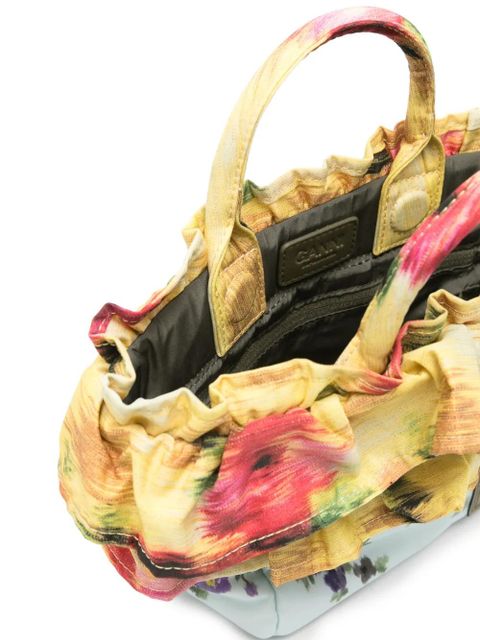 GANNI ruffled-trim tote bag - Yellow