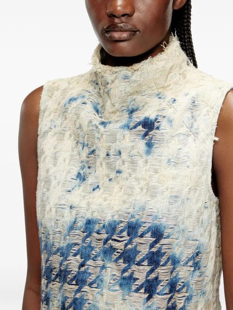 Diesel denim houndstooth vest - White