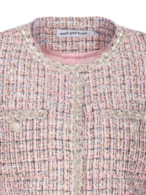 Self-Portrait crystal-embellished tweed jacket - Pink