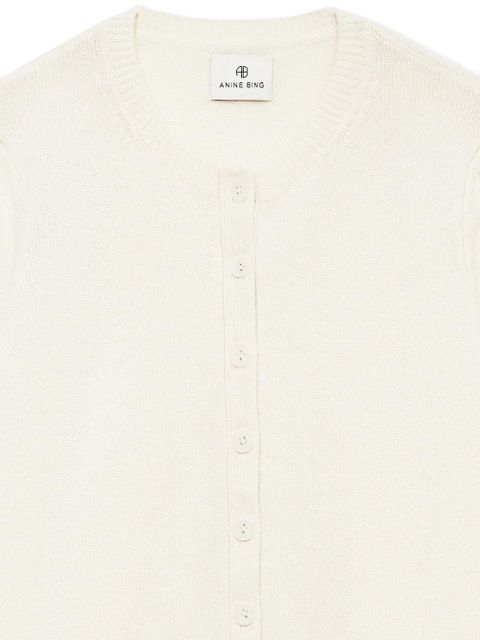 ANINE BING Gracie puff-sleeve cardigan - Neutrals