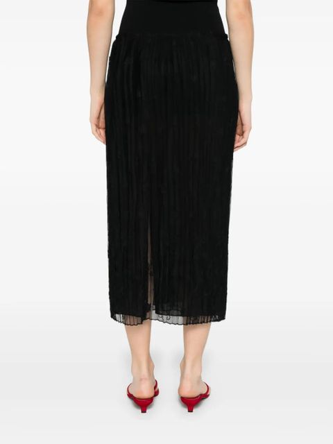 TOTEME floral-embroidered tulle skirt - Black